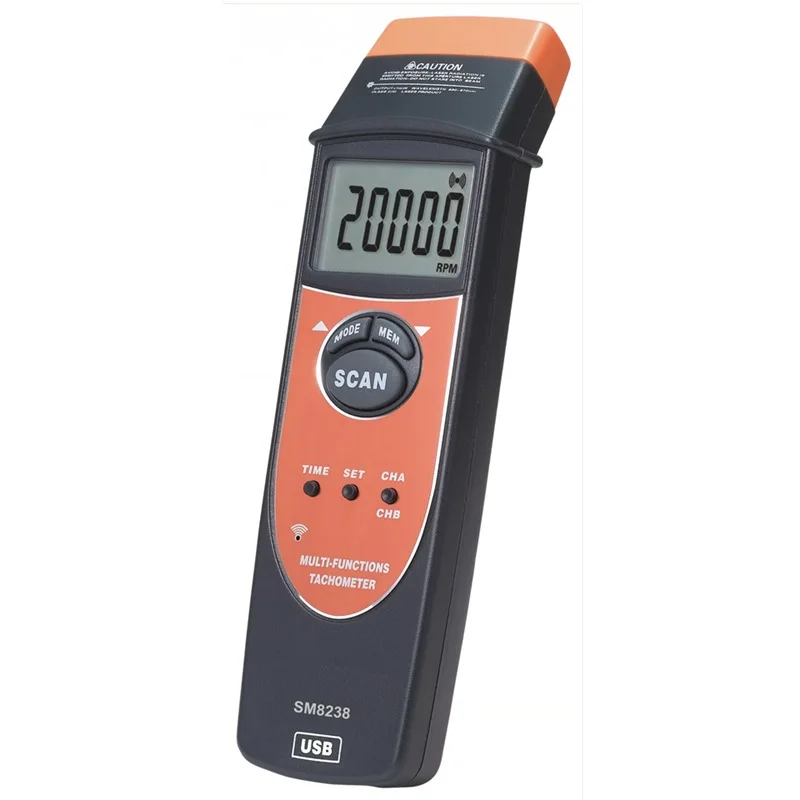 

Multi-function speed recorder, SM8238 speed / frequency with USB speed measurement tachometer