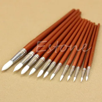 

12pc Fine Red Pearl Wooden Artists Oil Paint Acrylic Watercolor Painting Brushes W15