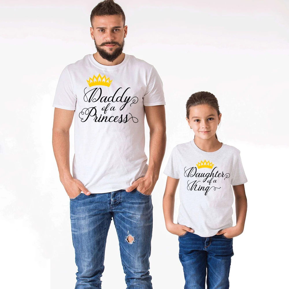 Family Matching Outfits Tshirts Daddy Daughter Princess Me And Summer of Short 1pcs Tee