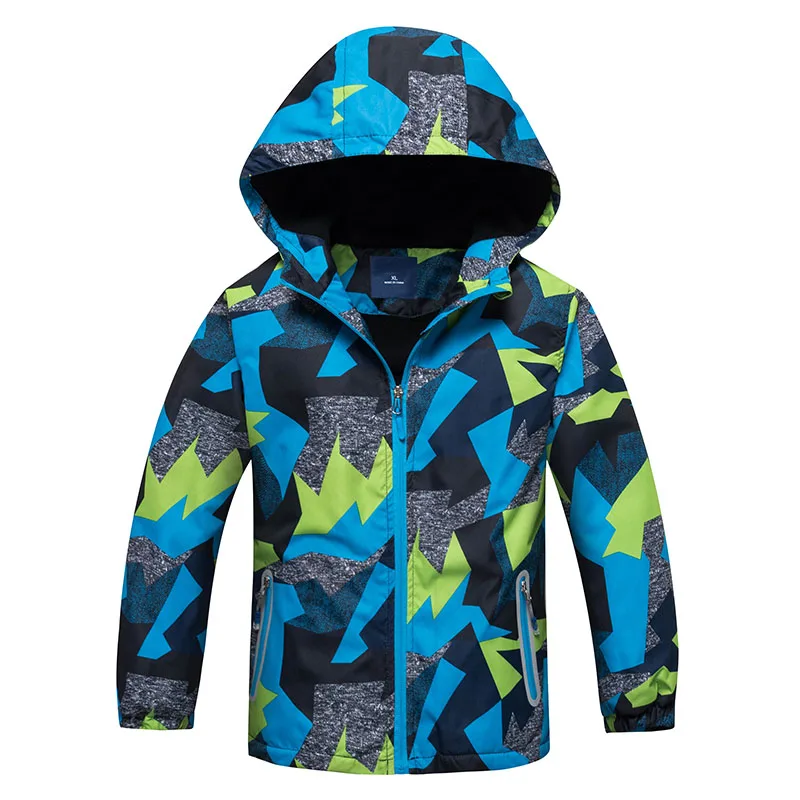 Весенне-осенняя куртка для мальчиков; водонепроницаемая ветрозащитная верхняя одежда для детей; теплое флисовое пальто с капюшоном; Одежда для маленьких детей; одежда для От 3 до 12 лет - Цвет: Camouflage