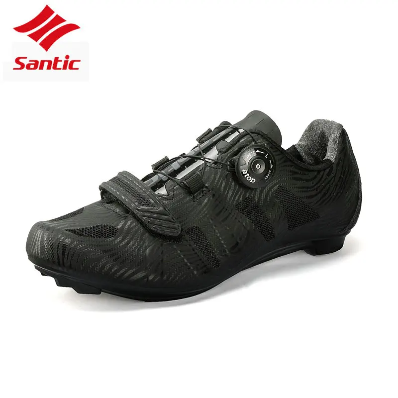 

Santic Men Cycling Road Shoes Black Racing Team Bicycle Shoes TPU Breathable Self-locking Athletic Bike bicicle Shoes 2018 New