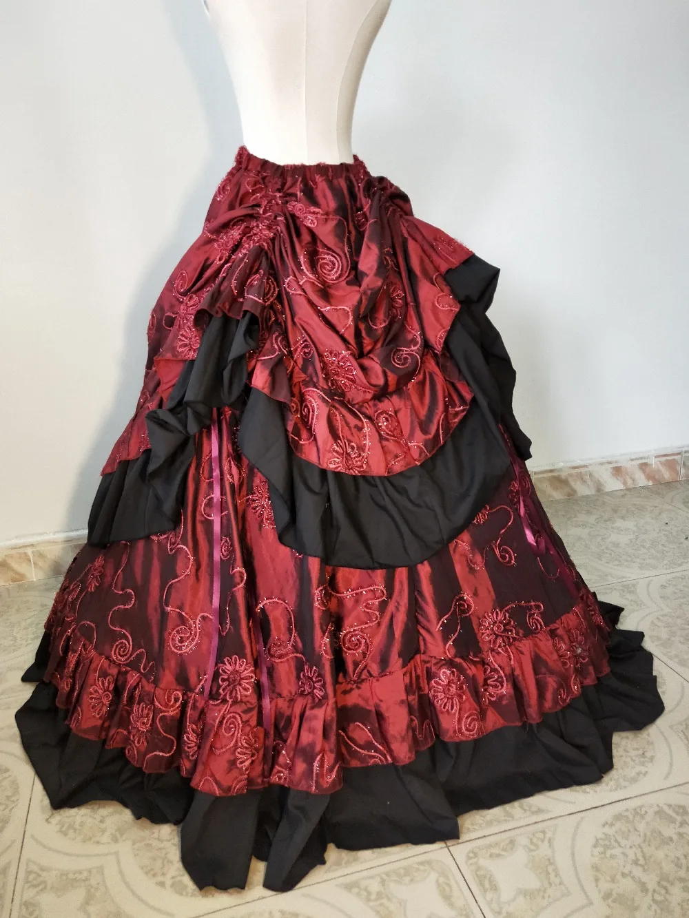 Серая викторианская юбка с турнюром в пол винтажная юбка для сцены большой шар изготовление на заказ плюс размер