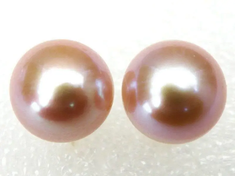 

free shipping HOT Perfect AAA+ 12-13mm PINK South Sea Pearl Earrings STUD Style 925silver