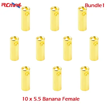 

10pcs RCmall NEW 5.5 Female/Male Gold Bullet Banana Plug Connectors RC Battery Electronic Hook DR1511 DR1512