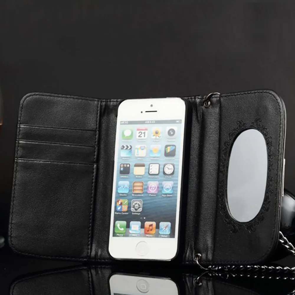 

CIDERENA Cell Phone Case for iPhone 6 6s 1 Pc/lot Fashion Lattice PU Leather Long Chain with Card Pocket Shoulder Wallet