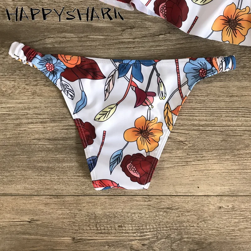 Бикини HAPPYSHARK с цветочным рисунком и оборками 2019 женский купальник в полоску