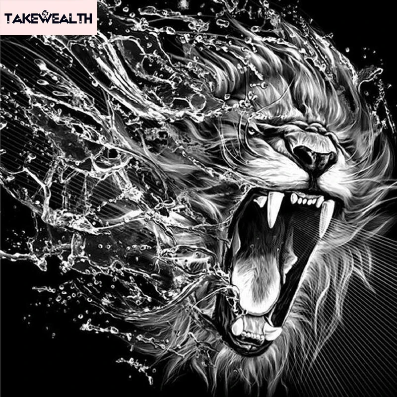 diy 5d diamond painting cross stitch full diamond embroidery tiger diy 5d diamond painting cross stitch full diamond embroidery tiger cat lion mosaic black white animal portrait s251 in diamond painting cross stitch from
