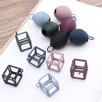 

Free Shipping 40PCs Rubber Enamel Alloy Jewelry Pendant Charms 3D Oval Round Hollow Out Square Cube Floating Necklace Charms