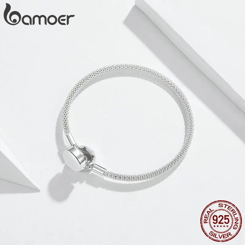 Billig Bamoer Popcorn Kette Armband für Perlen Unterschrift Gravieren Marke Stelring Silber Schmuck Fit für Original Silber Charme BSB014