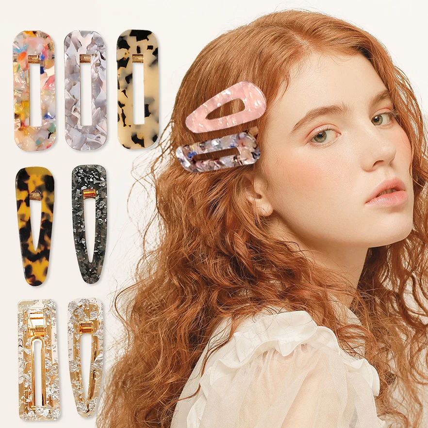 

34 Styles Women Girl Korea Hair Clip Leopard Hair Pin Clip Geometric WaterDrop Acrylic Barrettes Hairpin Clips Hair Accessories