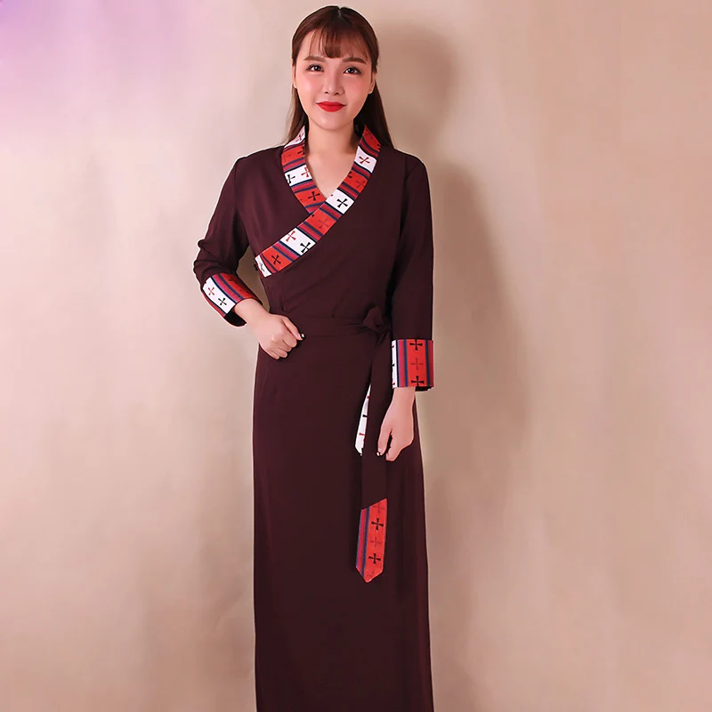 Демисезонный Тибет для девочек хлопчатобумажная одежда Тибетский Стиль жизни костюм Тибетский Guozhuang Bora Pulu КРУЖЕВНОЙ ХАЛАТ жизни одежда