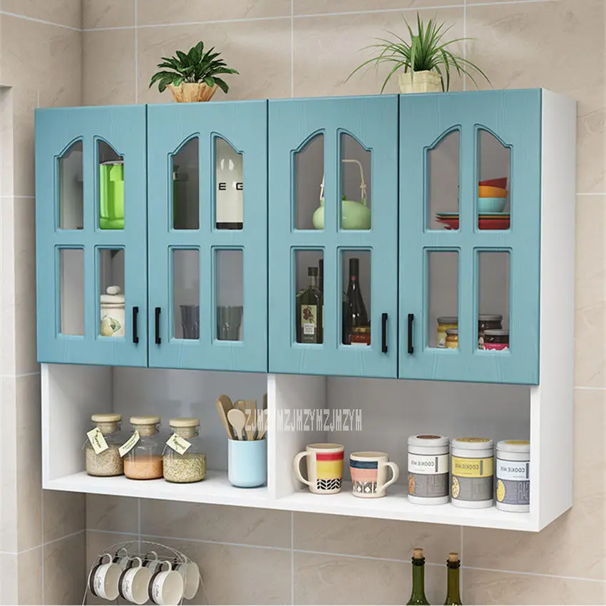 Кухонный настенный шкаф, ванная комната, кухонная мебель, подвесной шкаф, 4-комбинация для дверей, дополнительный Нижний шкаф, Подвесной Настенный шкаф - Цвет: blue A1 handle