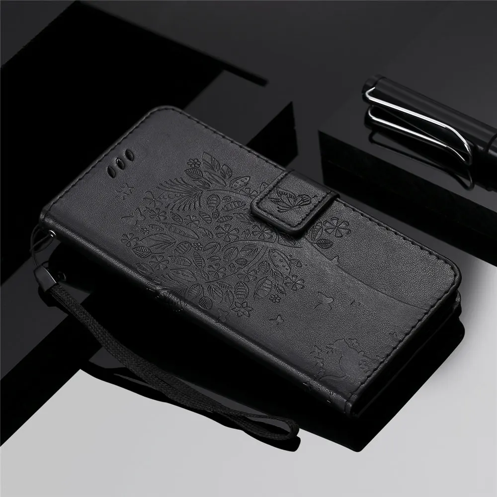 Чехол из искусственной кожи для Xiaomi Redmi 3S 6 pro note 3 4X5 6 pro, чехол-кошелек для Xiao mi F1 mi play 5 6 8 A1 A2 lite, флип-чехол - Цвет: Black