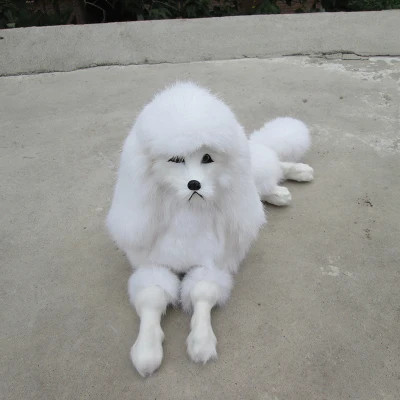 Model Simulasi Lucu Pudel Putih Polyethylene Bulu Model Anjing