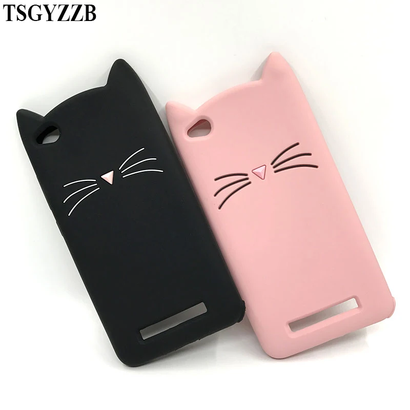 

For Xiaomi Mi A1 5 6 Redmi Note 4X 4A 5A Mi6 Cover Case Cute 3D Black Pink Beard Cat Ears Cartoon Capa Soft Silicone Phone Cases