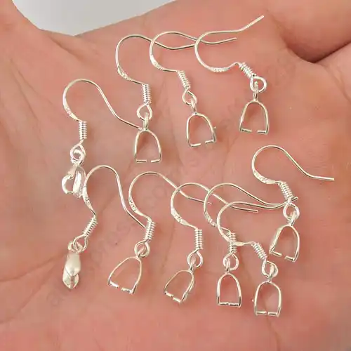 Lot Bulk 925 Silver Findings Earrings Hook Clasp Pinch Bail Ear Wire DIY Jewelry