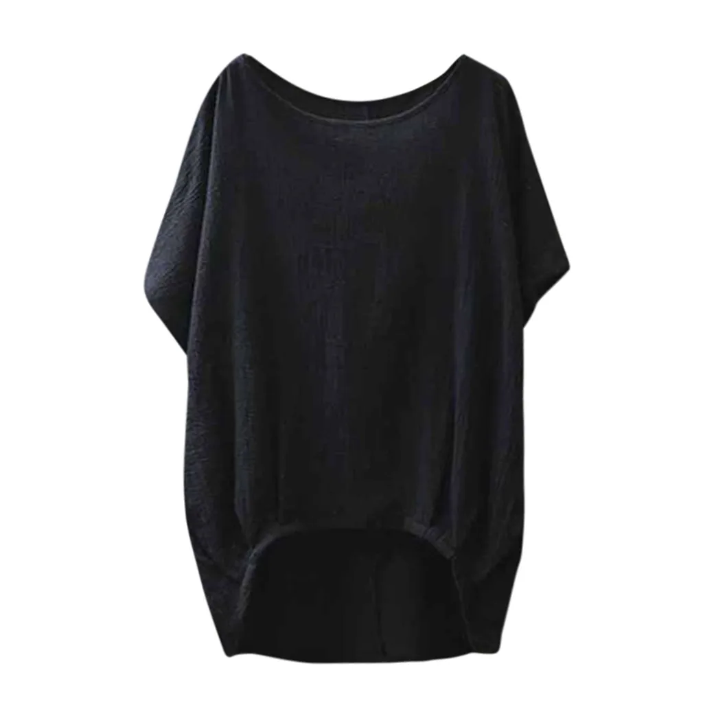 

Blouses For Women Linen Solid Shirt Casual Plain Loose Blouse Shirt Asymmetrical womens plus size fashions blusas femininas