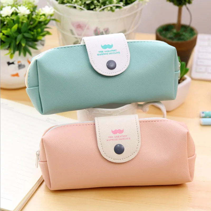 Cute Kawaii PU Leather font b School b font Pencil Case Large Capacity Pencil Pen font