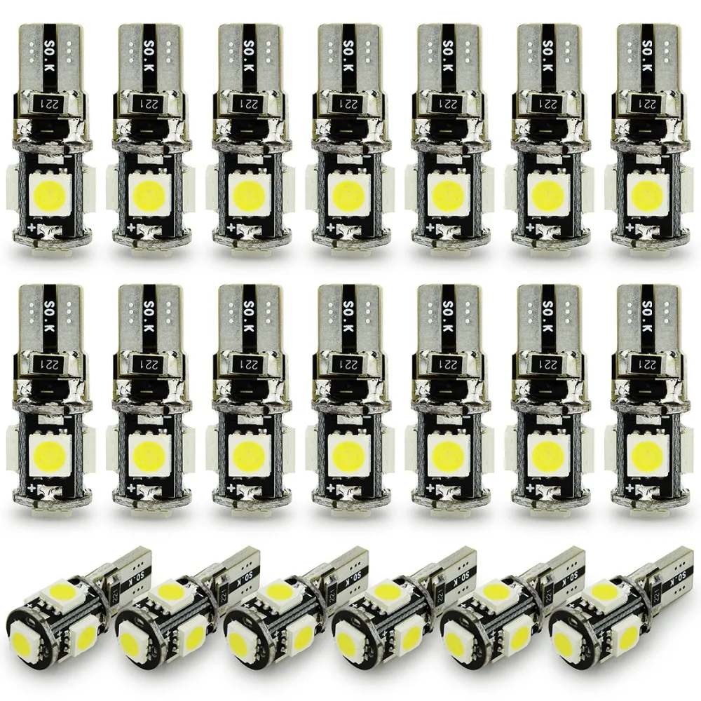 50 шт./лот высокое качество T10 CANBUS 5SMD 5050 194 W5W 501 5050 5SMD светодиодный белый боковые зеркала автомобиля хвост Светильник лампы t10 5 smd t10 w5w с can-bus