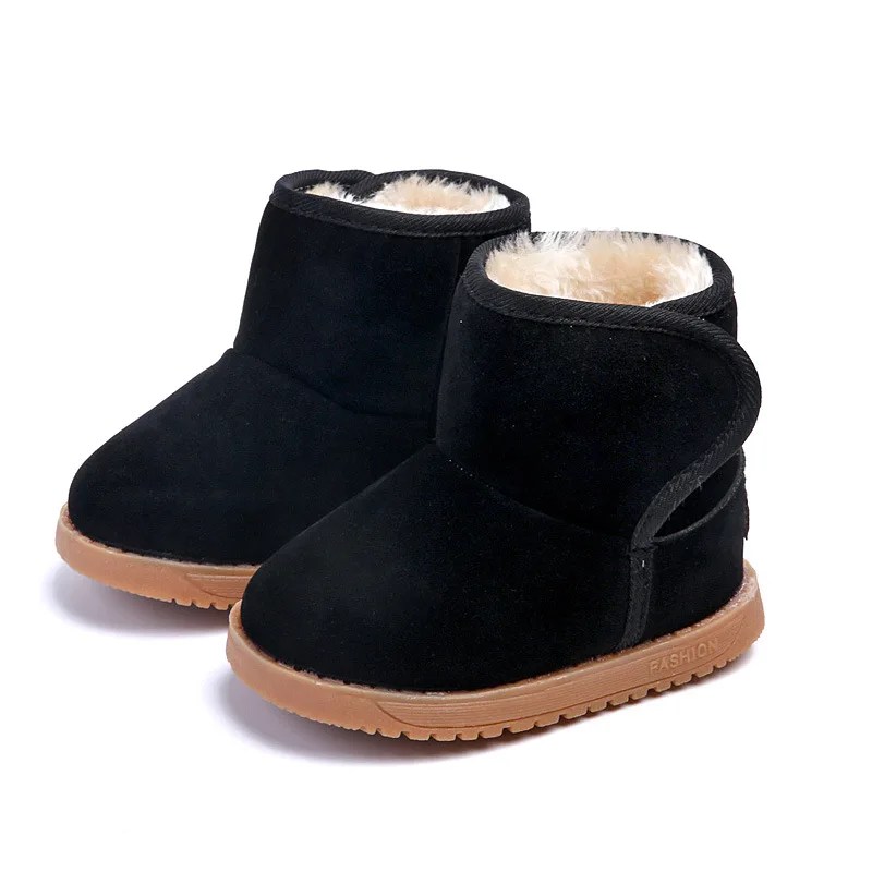 HITOMAGIC/зимние ботинки для маленьких девочек и мальчиков детская обувь из войлока на меху г. Теплая плюшевая зимняя обувь для детей, обувь для девочек и мальчиков - Цвет: Black