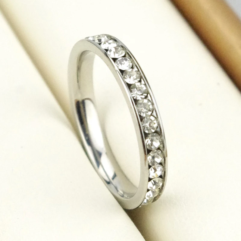sterling silver & shiny zircon & platinum plated ring Free shipping