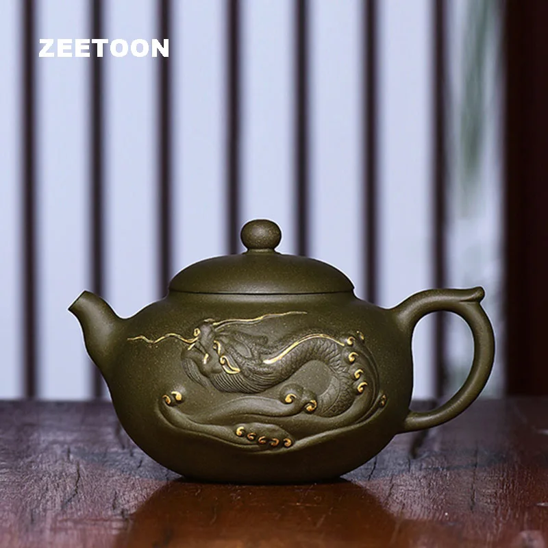 350ml Authentic Yixing Teapot Master Handmade Green Mud You Long Pot