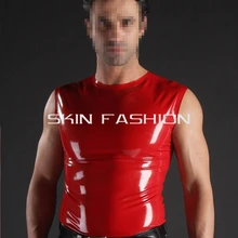 Для мужчин с круглым вырезом красный Топы латекс Тис