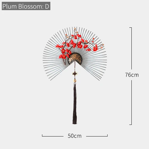 Металлические настенные украшения цветок гостиная настенный орнамент китайский современный креативный Диван ТВ фон 3d висящий роскошный настенный Декор - Цвет: Plum Blossom D50