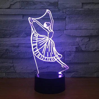 

Colorful Ballet 3d Led Night Light Lovely 7 color change 3D Lamp Bedside decorative lamp for children's bedroom