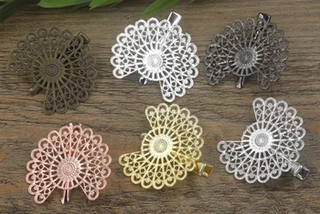 

Barrettes Hair Bobby Pin clip with Claw Flower Tray,Antique Bronze/Gold/Silver/Black Hairpin DIY Jewelry Accessorie 50pc
