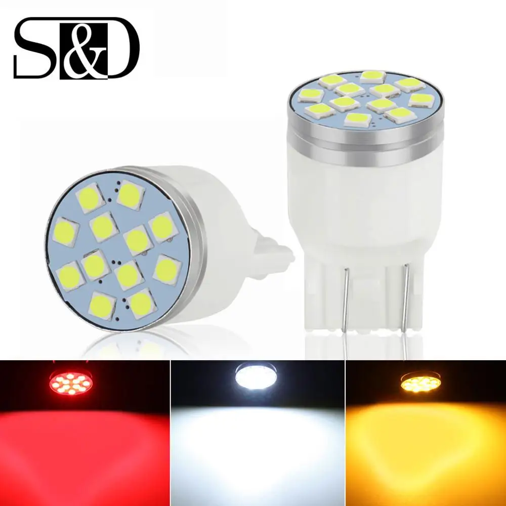 

2Pcs T20 WY21W W21W LED W21/5W 7440 7443 Led Bulbs Car Turn Signal Reverse Lamp Auto Light Bulbs 3030 12SMD 12V White Red Amber