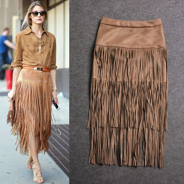 Buy Faux Suede Fabric Leather Pencil Fringe Tassel