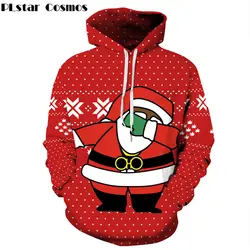 PLstar Космос 2018 Новая мода Рождественский подарок толстовки для мужчин женщин Толстовка 3d принт Рождество Санта Клаус тонкий пуловер с ш
