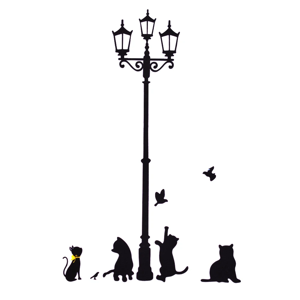 1 шт. популярная старинная лампа кошки птицы настенная наклейка искусство