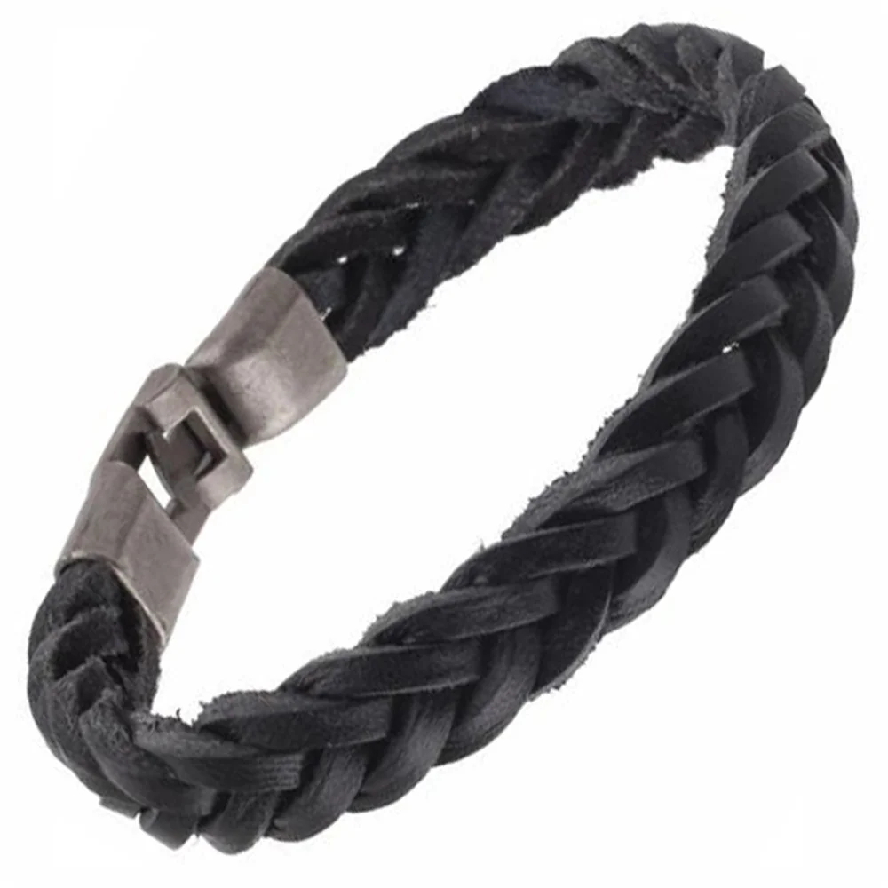 Мужской/женский плетеный браслет из пу кожи черный/коричневый|bracelets for|charm