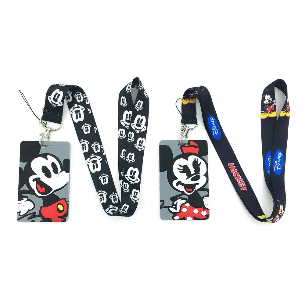 

Anime Cartoon Cute Mickey Minnie Mouse Soft Glu Card Holders Bank Card Neck Strap Card Bus ID Holders Lanyard Key Chain