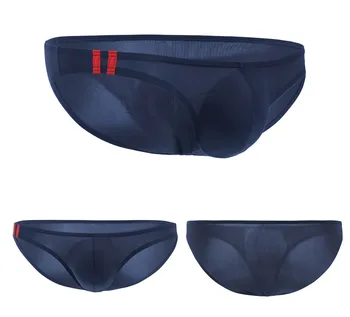 

Sexy Men Underwear Briefs Shorts Man Ice Silk Low Waist Panties U Convex Pouch Underpants Cuecas Plus Size M-XXL