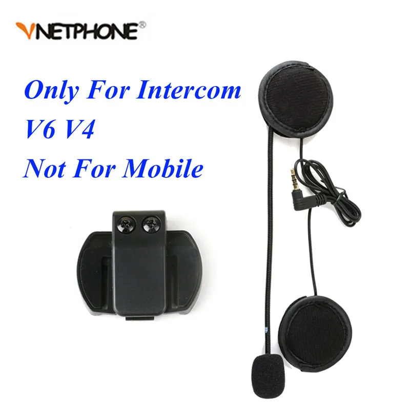 Vnetphone 3.5mm Microphone Speaker Headset And Helmet Intercom Clip for V4 V6 Motorcycle Bluetooth Interphone