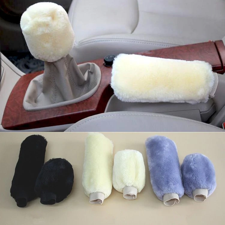 

2 Pieces Car Comfortable Plush Manual Gear Cover Hand Brake Cover Car Interior Accessories For Autumn Winter