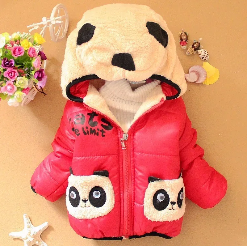 Розничная, детская одежда куртка с рисунком панды для мальчиков и девочек детское зимнее плотное пальто для мальчиков детская теплая одежда