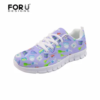 

FORUDESIGNS Flats Women Sneakers Cartoon Cute Cleaners for Cleaning Print Casual Light Weight Mesh Shoes for Lady Zapatos Mujer