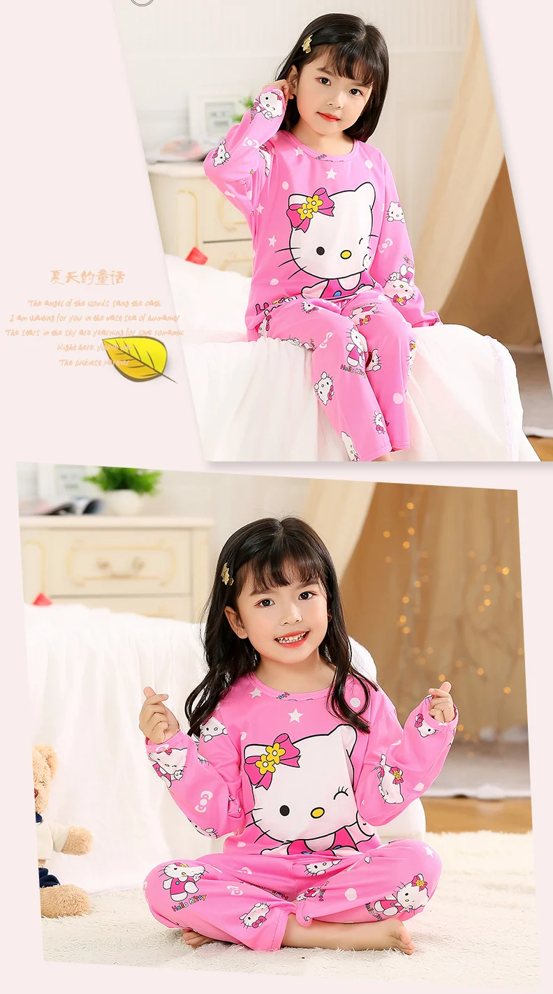 Модный весенний детский Пижамный костюм детская одежда для сна с героями мультфильмов повседневная одежда для сна для девочек пижамный комплект с длинными рукавами для мальчиков
