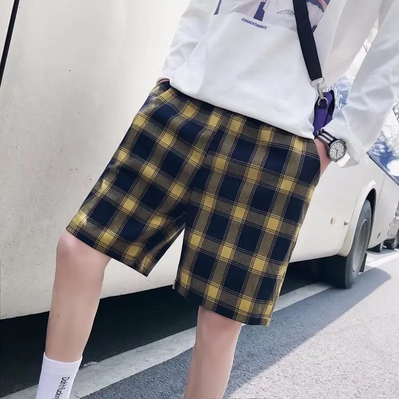 В Корейском стиле Для мужчин шорты Vogue Рубашки домашние пляжные брюки поп приятно Vogue Для мужчин клетчатые шорты Классические Дизайн