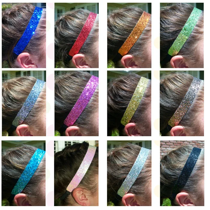 Блеск повязки для девочек повязка для волос для Софтбола блеск полосы Спорт повязки с блестками