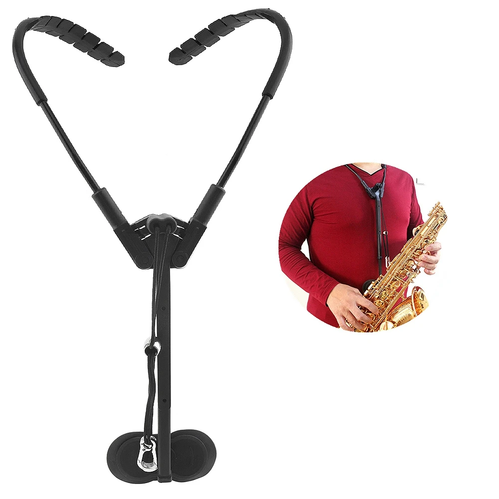 Регулируемый черный двойной плечевой ремень для саксофона на шею ремень Sax Stage Play для защиты шейного отдела позвоночника