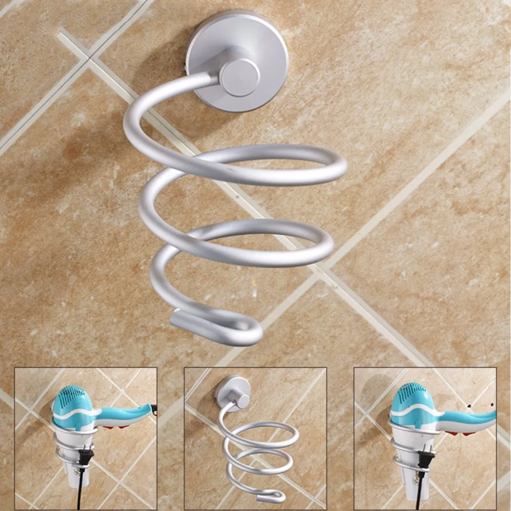 Алюминиевый фен для волос Настенный Ванная комната плоский спиральный держатель на ножке