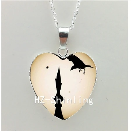 Черный Кот и луна сердце ожерелье животное с Луной кулон в форме сердца, украшения для женщин в форме сердца ожерелье HZ3 - Окраска металла: 12