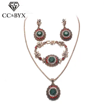 

CC Vintage Jewelry Sets Earrings Necklace Bracelet For Women Set Party Unique Bjioux Mariage Ensemble Accessories Anel CCAS121