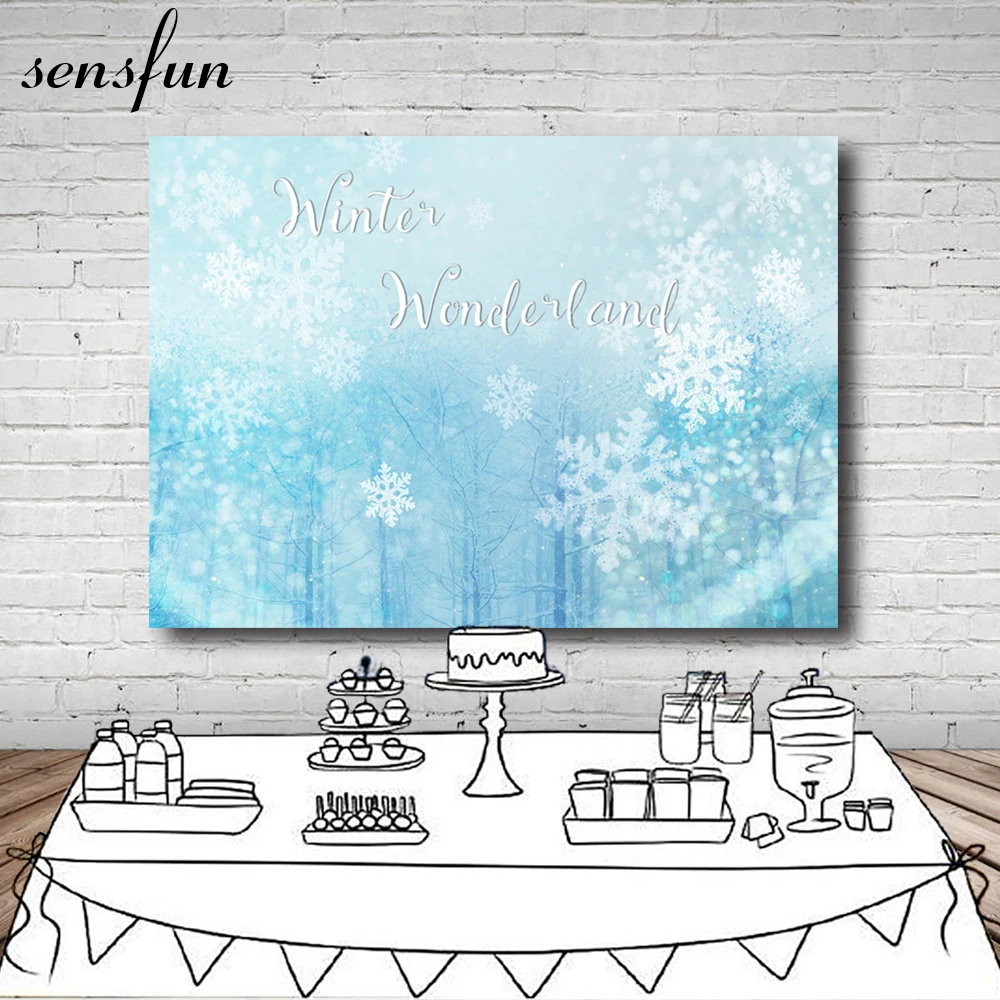 

Sensfun Winter Wonderland Backdrop For Photo Studio Snowflake Birthday Party Backgrounds Photocall 7x5FT Vinyl