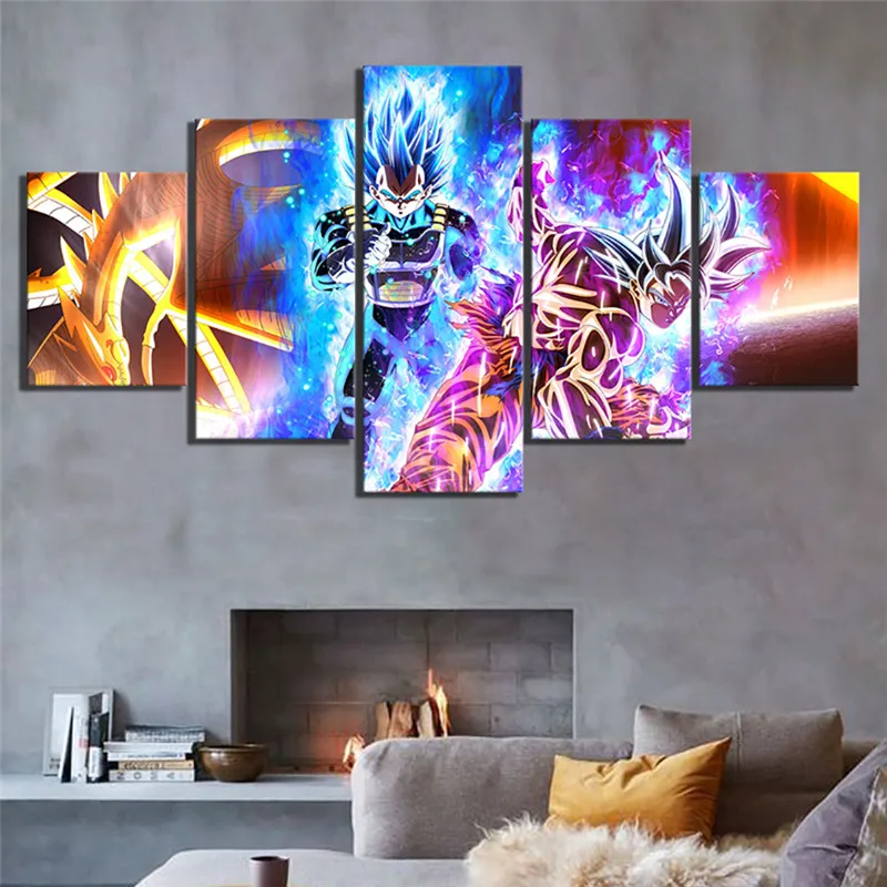 5 панелей Goku комикс Mastered Ultra Instinct Dragon Ball Супер Saiyan плакат с героями аниме Гостиная